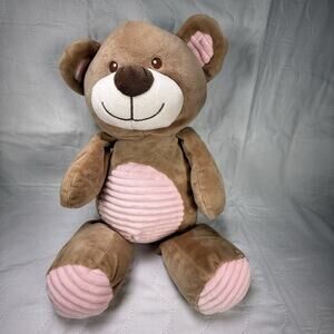Kellytoy 15” Brown Bear Pink Baby Toddler Rattle Plush Stuffed Animal Lovey